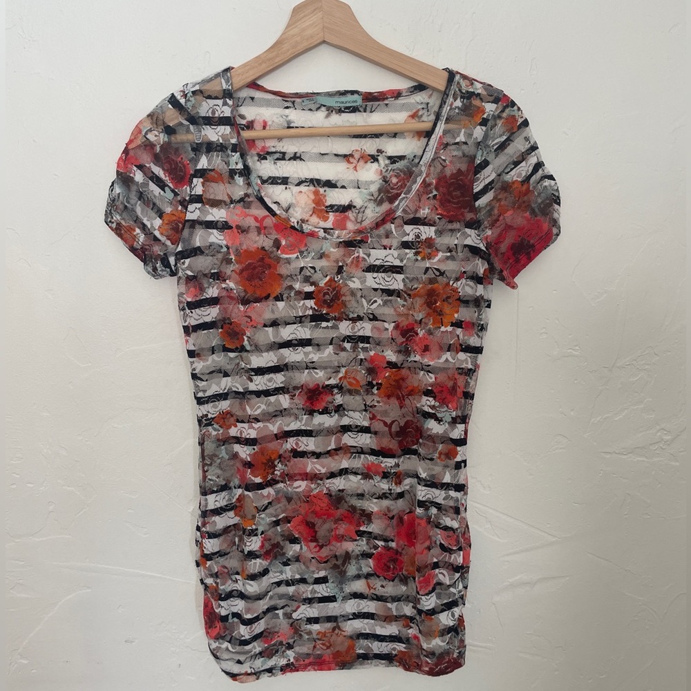 y2k sheer striped top